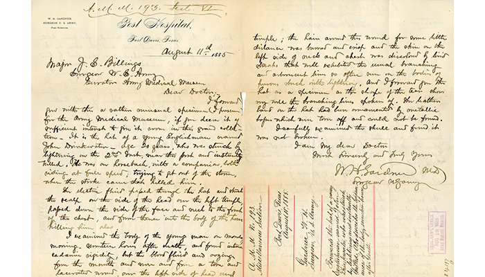 Letter by post surgeon William Henry Gardner