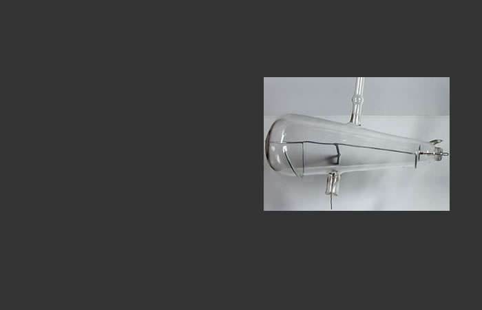 Hollow, tear drop-shaped glass Hittorf-Crookes Tube X-ray tube.